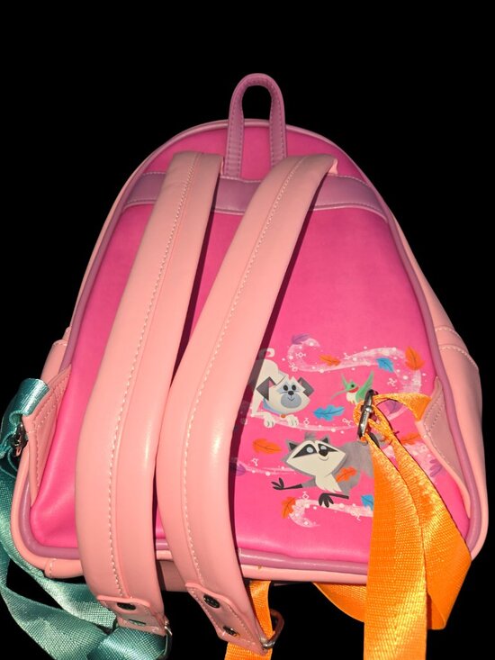 Disney Loungefly Pocahontas & John Smith Mini Backpack Pink Fall Leaves